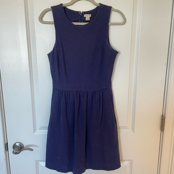 J. Crew Factory Royal Blue Fit Flare Cotton Dress - Picture 2 of 11